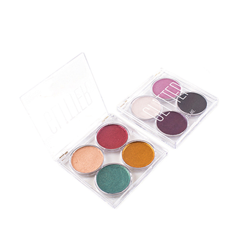 Palette de fards à paupières à paillettes de marque privée 4 couleurs ES0397 Palette de fards à paupières à paillettes de marque privée 4 couleurs ES0397