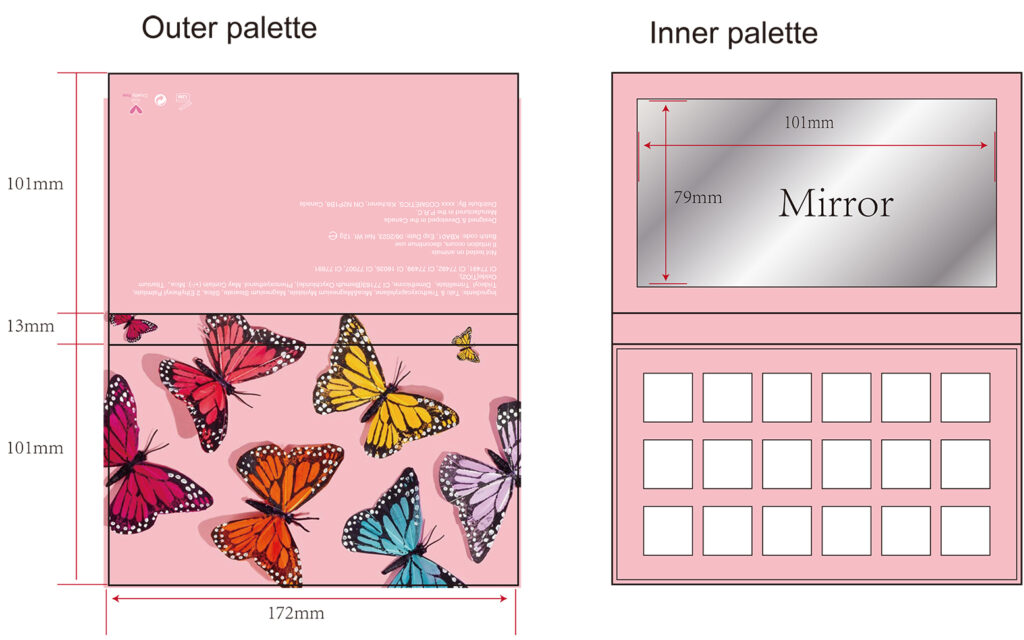 Custom eyeshadow palette with pictures and names 18 colors - ES0479