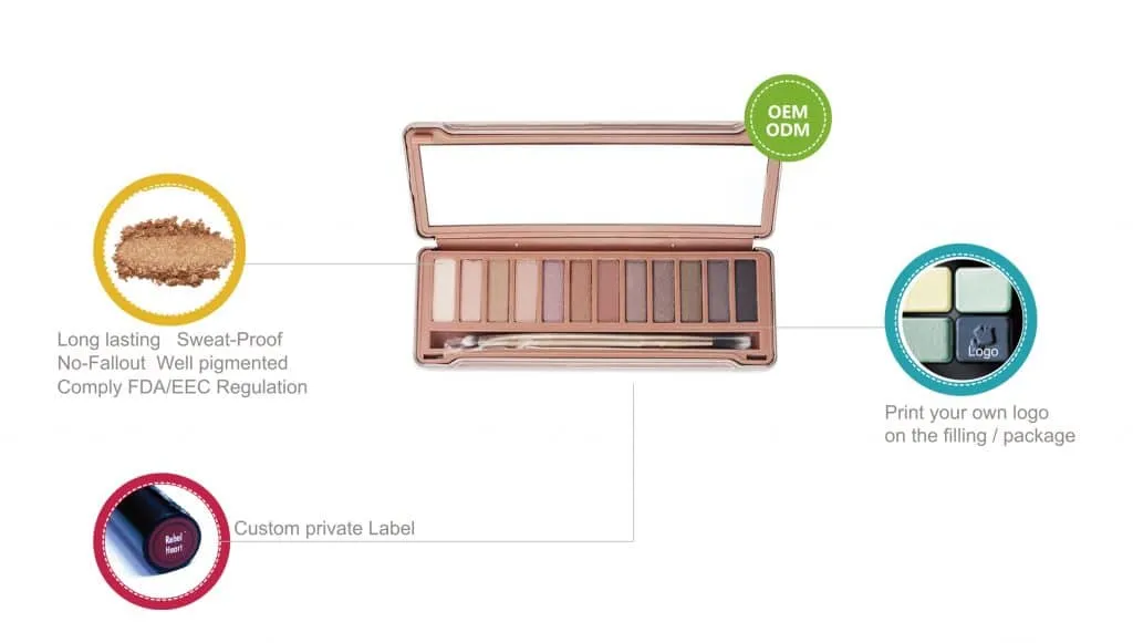 Customizable 12-Color Eyeshadow Palette | Safe, FDA-Compliant Ingredients - ES0406