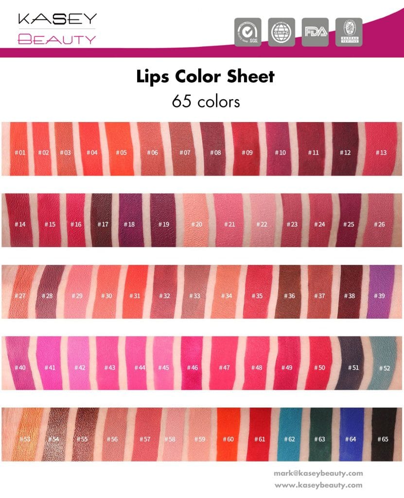 Private label cosmetics Lip color sheet