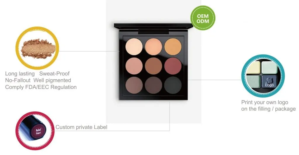 Paleta de sombras de ojos mate y pigmento alto de 9 colores personalizada ES0341