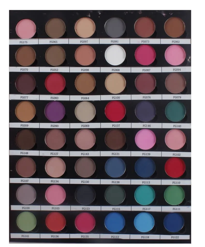 Eyeshadow colour sheet