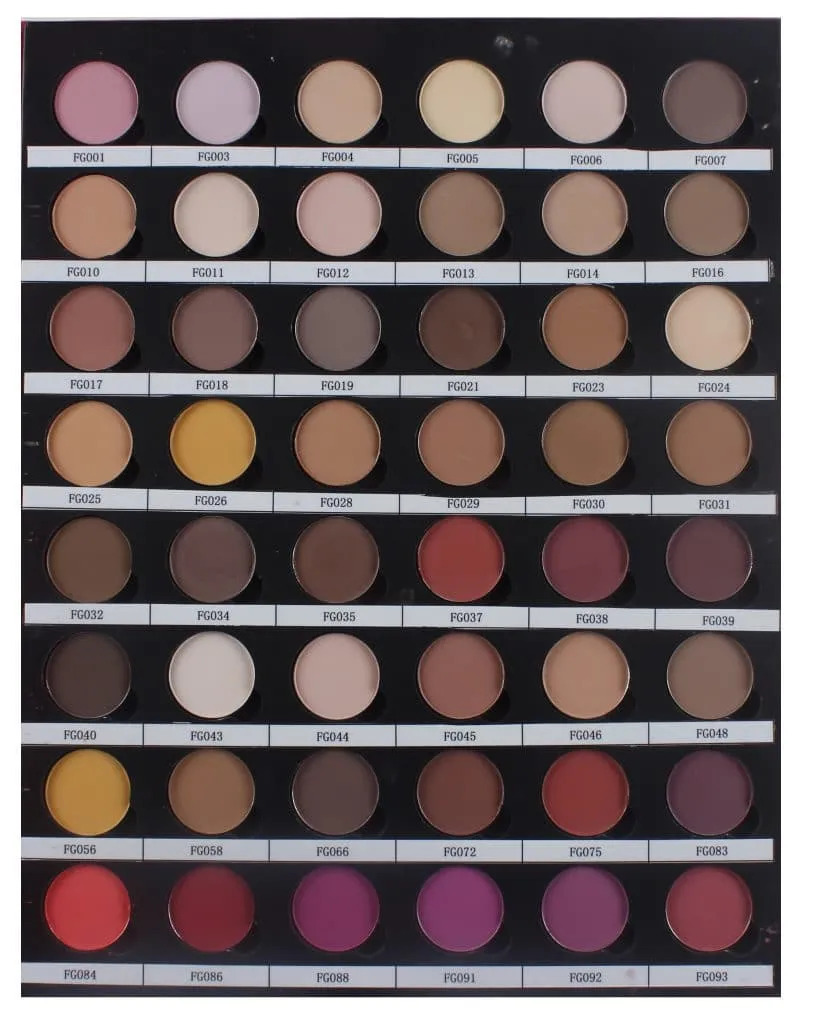 Eyeshadow colour sheet