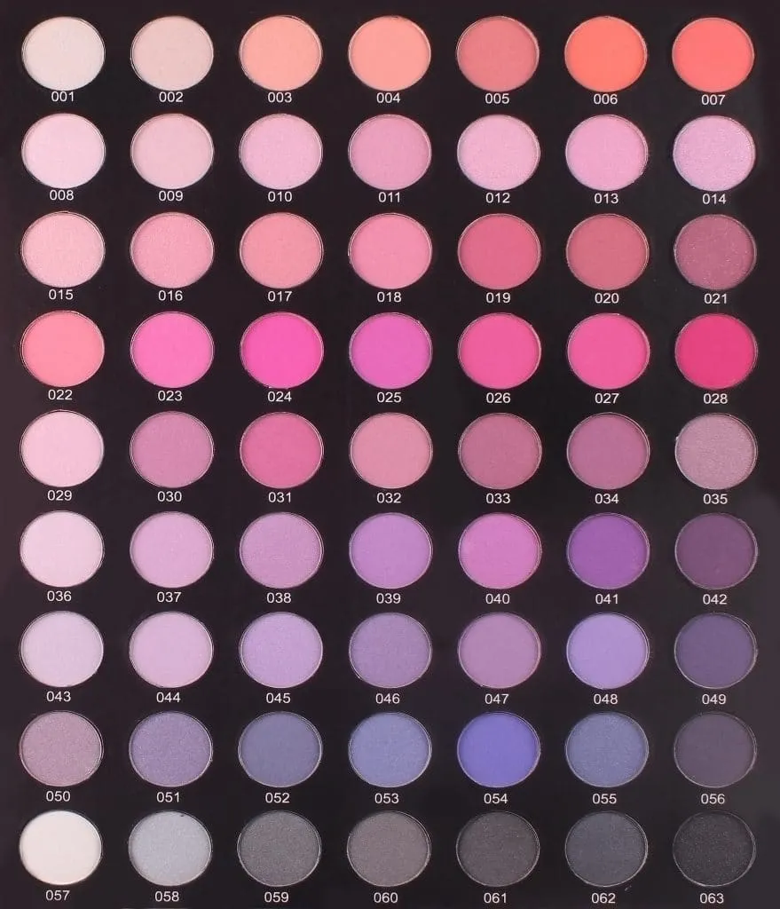 Eyeshadow colour sheet