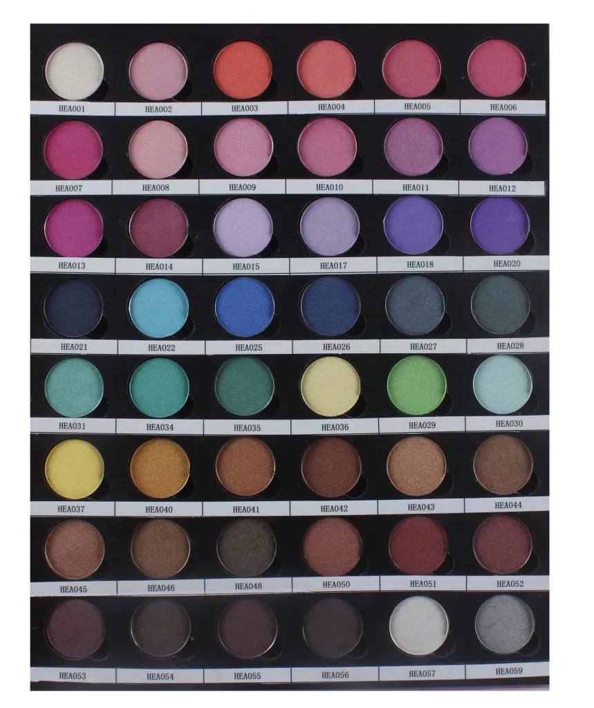 Eyeshadow colour sheet