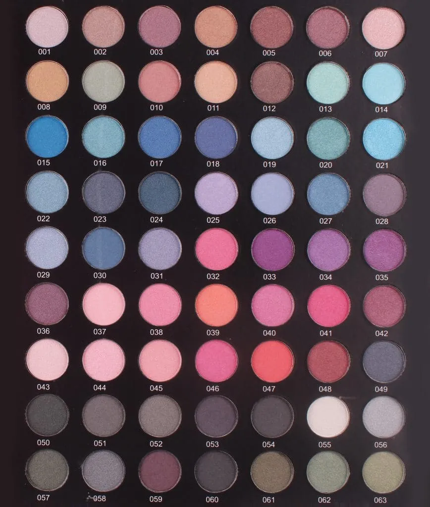 Eyeshadow colour sheet