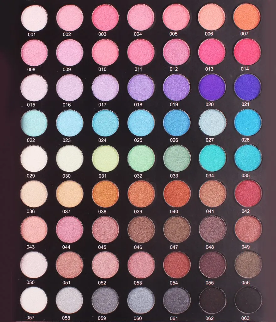 Eyeshadow colour sheet