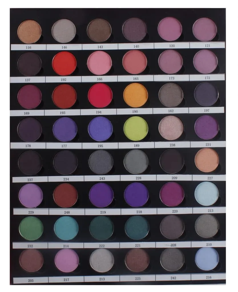 Eyeshadow colour sheet