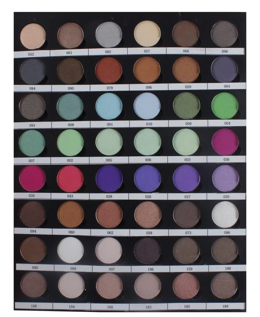 Eyeshadow colour sheet