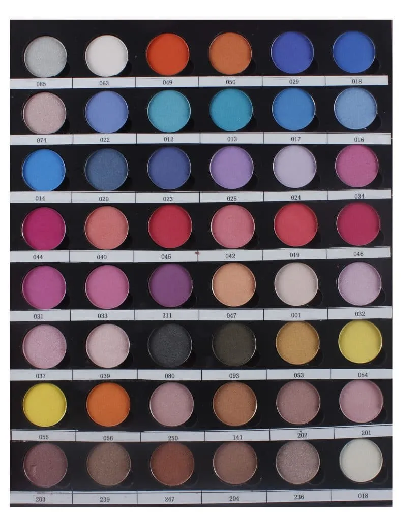 Eyeshadow colour sheet