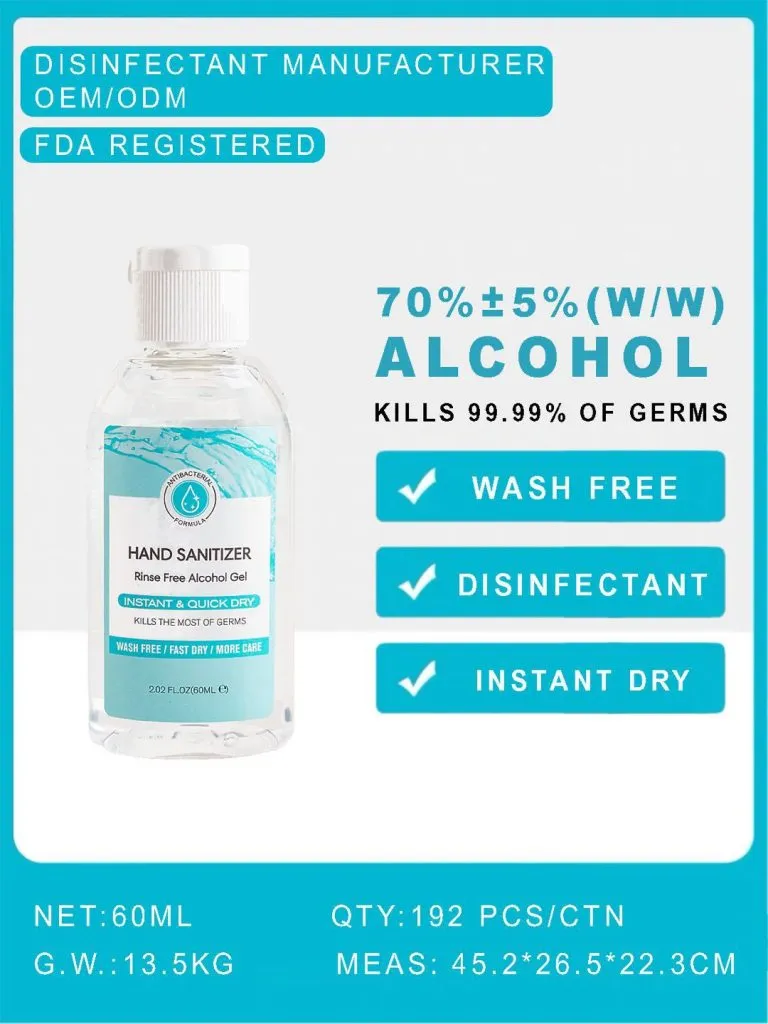 60ml Hand Sanitizer Non Wash Quick Drying disinfectant HS001