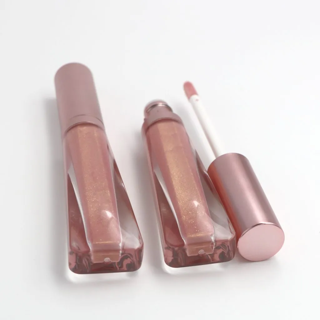 Wholesale sparkly & shimmer lip gloss no label with Rose gold packaging | LG0371