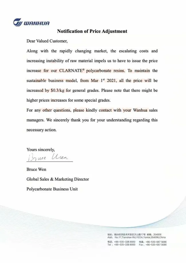 Price Increase Notice