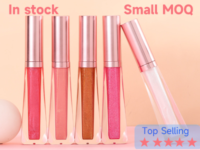 Grosir lipgloss gemerlap & berkilau tanpa label dengan kemasan Rose gold | LG0371