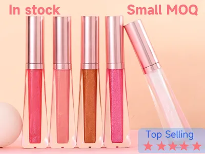 Wholesale sparkly & shimmer lip gloss no label with Rose gold packaging | LG0371