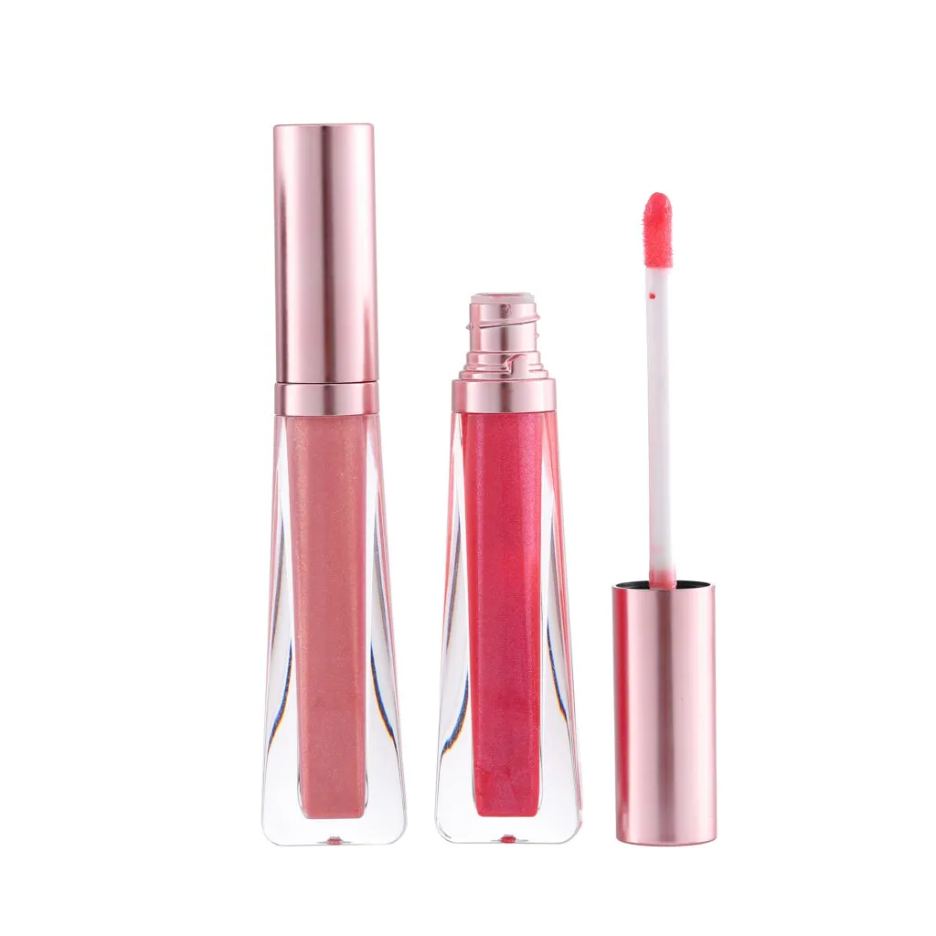 Wholesale sparkly & shimmer lip gloss no label with Rose gold packaging | LG0371