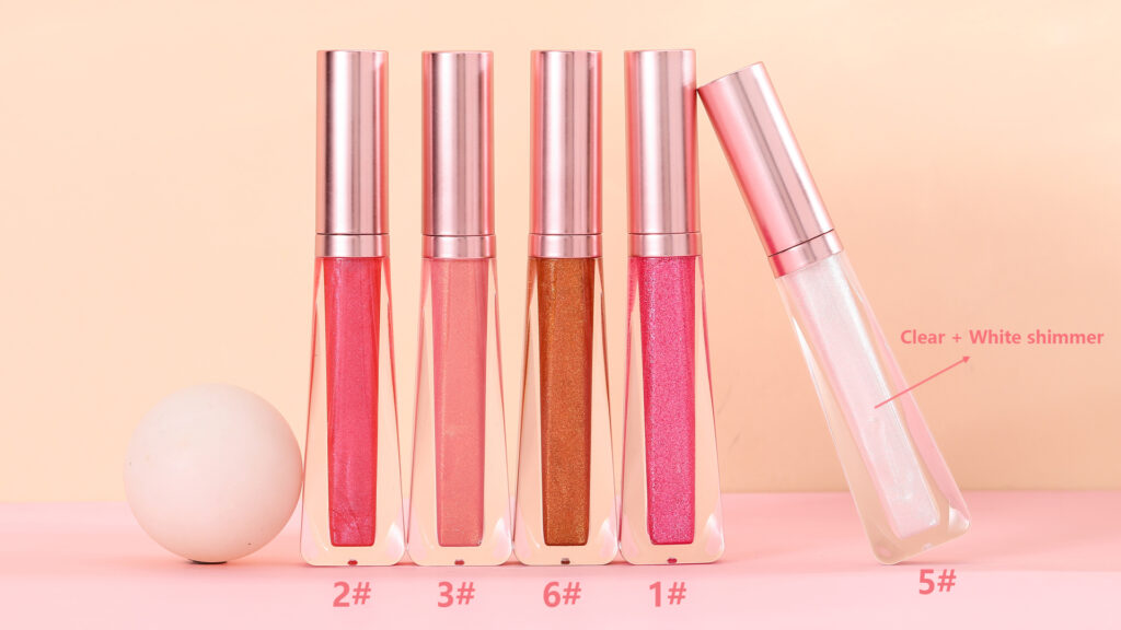 Wholesale sparkly & shimmer lip gloss no label with Rose gold packaging | LG0371 Wholesale sparkly & shimmer lip gloss no label with Rose gold packaging | LG0371