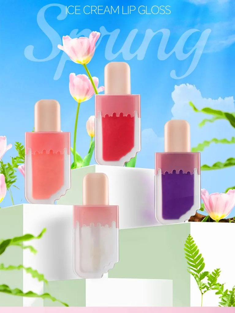 Private Label Cute Ice Cream Styling Shape Lip Gloss - LG0474