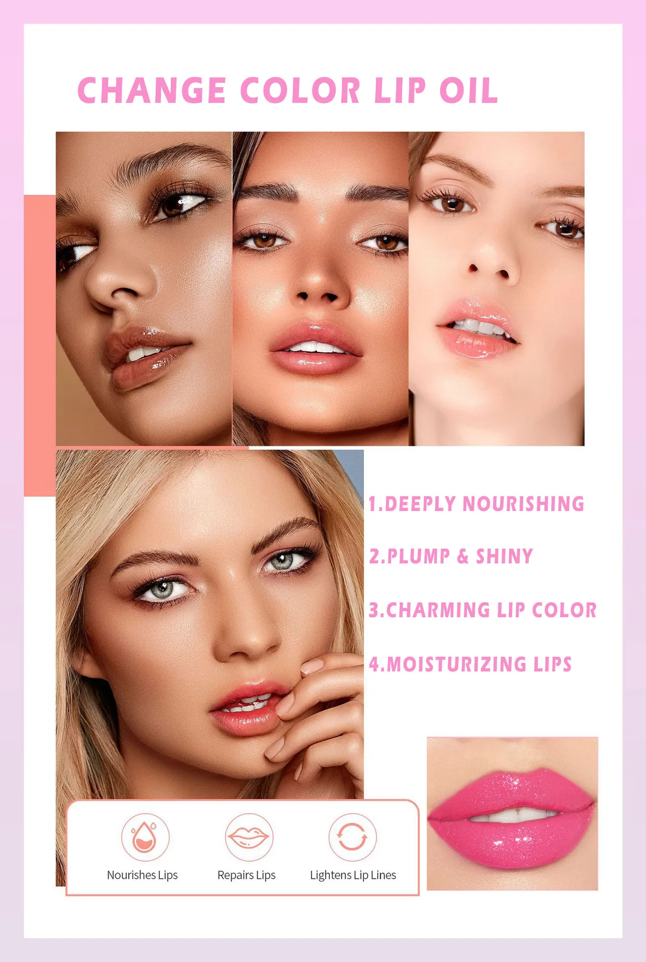 Private label Colour Changing Shimmer Lip Oil - LG0472