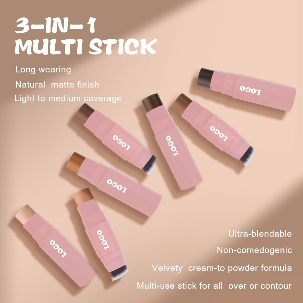Custom 3-in-1 Contour Concealer Stick - Small Batch Private Label Multi Stick Custom 3-in-1 Contour Concealer Stick - Small Batch Private Label Multi Stick