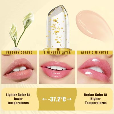 Custom Clear Jelly Color Changing Lipstick - Private Label Gold Flake Lip Balm benefits 05 image Custom Clear Jelly Color Changing Lipstick - Private Label Gold Flake Lip Balm benefits 05 image