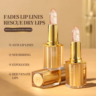 Custom Clear Jelly Color Changing Lipstick - Private Label Gold Flake Lip Balm branded version 02 image Custom Clear Jelly Color Changing Lipstick - Private Label Gold Flake Lip Balm branded version 02 image