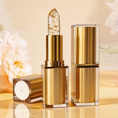Custom Clear Jelly Color Changing Lipstick - Private Label Gold Flake Lip Balm main 01 image Custom Clear Jelly Color Changing Lipstick - Private Label Gold Flake Lip Balm main 01 image