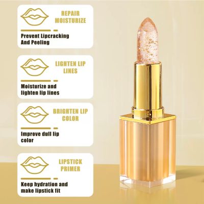 Custom Clear Jelly Color Changing Lipstick - Private Label Gold Flake Lip Balm packaging display 04 image Custom Clear Jelly Color Changing Lipstick - Private Label Gold Flake Lip Balm packaging display 04 image