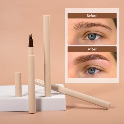 Custom Four-Tip Waterproof Eyebrow Pen - Private Label Natural Brow Pencil before after 02 image
