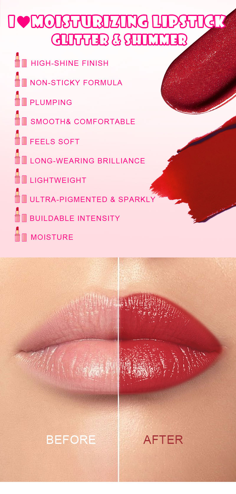 Custom Hydrating & Shimmering Lipstick - Small Batch Private Label Lipstick Custom Hydrating & Shimmering Lipstick - Small Batch Private Label Lipstick